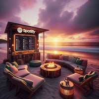 spotify tv on the beach at sunset